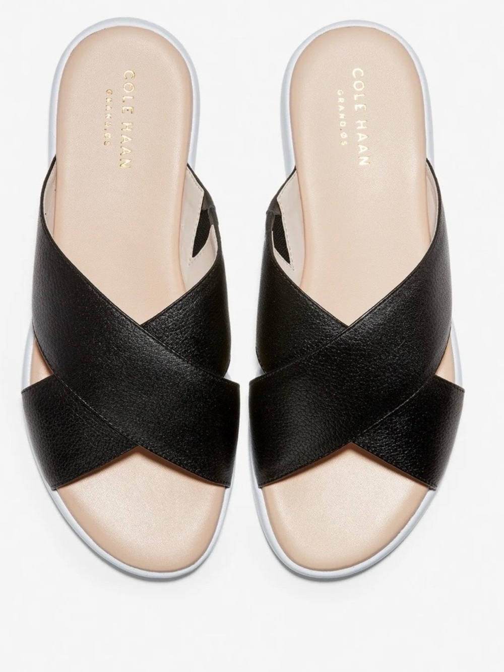 Cole Haan ZEROGRAND Criss Cross Leather Slides Sandals